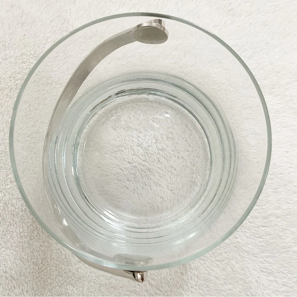 Schott Zwiesel Crystal Ice Bucket Chrome Handle Germany Vintage MCM